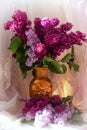 Bouquet of colorful lilacs in vase