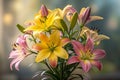 Bouquet of Colorful Lilies in Bloom Royalty Free Stock Photo