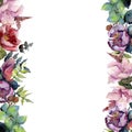 Bouquet composition floral botanical flowers. Watercolor background illustration set. Frame border ornament square. Royalty Free Stock Photo