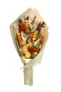 Bouquet consisting of salted stockfish of different breeds, slices of dried squid and other fish on a white background Royalty Free Stock Photo