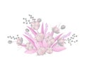 Bouquet of cotton blossoms. Vector illustration on white background.
