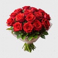 A Bouquet Of Crimson Roses, Set Apart On A Clear Surface Royalty Free Stock Photo