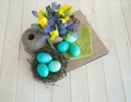 Bouquet of daffodils, tulips and Muscari.Easter. Royalty Free Stock Photo