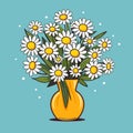 Bouquet of daises in a vase. Spring bouquet. Vector