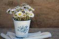 Bouquet of daisies is elegantly displayed in a ceramic pot