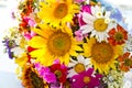 A bouquet of daisies, sunflowers and other beautiful bright flowers Royalty Free Stock Photo