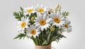 A bouquet of Daisy flowers isolated on white background. 3d render. Generative AI