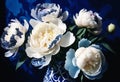 A Bouquet of Delicate Flowers on a Blue Abstract Canvas Royalty Free Stock Photo