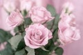 Bouquet of delicate romantic pink roses closeup