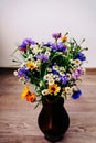 Bouquet of different spring wildflowers