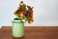 Bouquet of dried flowers in vase on table and light background. A bouquet of dried flowers in a vase. Dry flowers Royalty Free Stock Photo