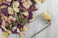 bouquet dried roses on old wood background with copy space Royalty Free Stock Photo