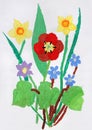 Bouquet of Early Spring Flowers. Child Art. Royalty Free Stock Photo
