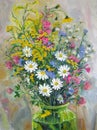 Bouquet of the end of summer, oil painting Royalty Free Stock Photo