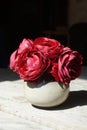 Bouquet of fabric roses Royalty Free Stock Photo