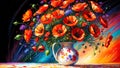 A bouquet of field poppies, an oil painting on canvas, an artistic vision of wild field poppies