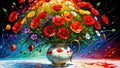 A bouquet of field poppies, an oil painting on canvas, an artistic vision of wild field poppies