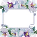 Bouquet floral botanical flowers. Watercolor background illustration set. Frame border ornament square.