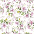 Bouquet floral botanical flowers. Watercolor background illustration set. Seamless background pattern. Royalty Free Stock Photo