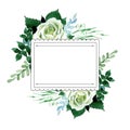 Bouquet flower frame in a watercolor style.