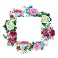 Bouquet flower wreath in a watercolor style.