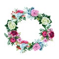 Bouquet flower wreath in a watercolor style.