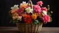 bouquet flowers in a basket