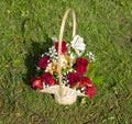 Bouquet of flowers in a basket Royalty Free Stock Photo