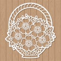 A bouquet of flowers in a basket. Template for laser cutting. Vector Royalty Free Stock Photo