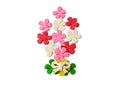 A bouquet flowers, beautiful floral plasticine, colorful clay, sweetie colored dough, Valentine day gift, white background