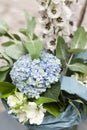Bouquet of flowers. blue flowers. Bouquet with hydrangea close-up. Flowers Royalty Free Stock Photo