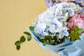 Bouquet of flowers close-up. Peonies, hydrangea.