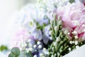 Bouquet of flowers close-up. Peonies, hydrangea.