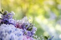 Bouquet of flowers close-up. Peonies, hydrangea.