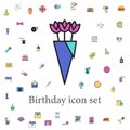 bouquet of flowers colored icon. birthday icons universal set for web and mobile Royalty Free Stock Photo