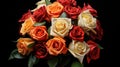 Bouquet of flowers - a composition of multi-colored roses. Generative AI