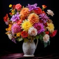 Bouquet of flowers, Flowers Bouquet in a Vase, Flowers Bunch, Roses, Chrysanthemums, Colorful flowers Royalty Free Stock Photo