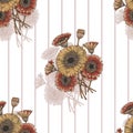 Bouquet  flowers gerbera. Floral seamless pattern. Royalty Free Stock Photo