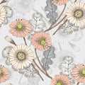 Bouquet  flowers gerbera. Floral seamless pattern. Royalty Free Stock Photo