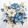 Bouquet of gradient light blue flowers with textures of princess