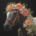 bouquet of flowers with gray color horse Royalty Free Stock Photo