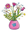 Bouquet of flowers hand drawn clip art illustration Royalty Free Stock Photo