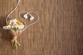 Bouquet of flowers and headphones in the form of a heart