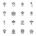 Bouquet of flowers line icons set Royalty Free Stock Photo