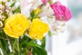 Bouquet of flowers near the window Royalty Free Stock Photo