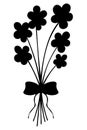 Bouquet of flowers. Silhouette. The flowers are tied with a bow. Cartoon style. Opened petals Royalty Free Stock Photo