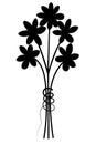 Bouquet of flowers. Silhouette. The flowers are tied with thread. Cartoon style. Flowering plants Royalty Free Stock Photo
