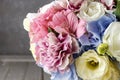 Bouquet of flowers in silver watering can Royalty Free Stock Photo
