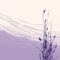 Electric Fence With Purple Flowers Minimalist And Abstract Line Drawing