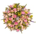 Bouquet of flowers top view isolated on white Royalty Free Stock Photo